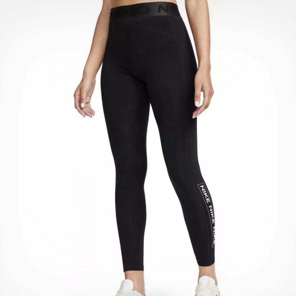 Nike Pro DRI-FIT Women's XS Black Graphic Athletic Leggings Compression DQ5595